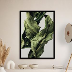 Dried green leaves I αφίσα κάδρο  Αφίσα πόστερ με μαύρη κορνίζα