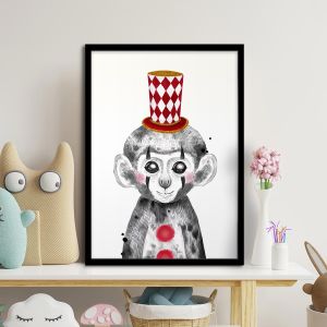 Circus Monkey αφίσα κάδρο  Αφίσα πόστερ με μαύρη κορνίζα