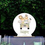 Wooden printed sign, hand drawn animals pampas grass wreath