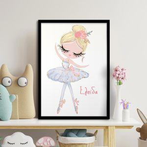 Cute ballerina με όνομα αφίσα κάδρο  Αφίσα πόστερ με μαύρη κορνίζα