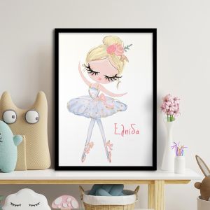 Cute ballerina with name, poster
