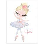 Cute ballerina with name, poster