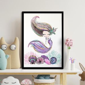 Glitering mermaid αφίσα κάδρο  Αφίσα πόστερ με μαύρη κορνίζα