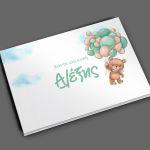 Wishes book, Teddy bear with green balloons