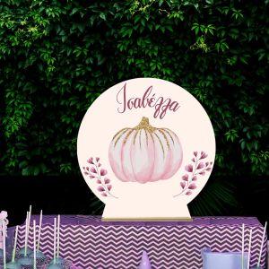 Wooden printed sign, Pumpkin pink variations theme 2