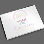 Wishes book, Rainbow pastel pink