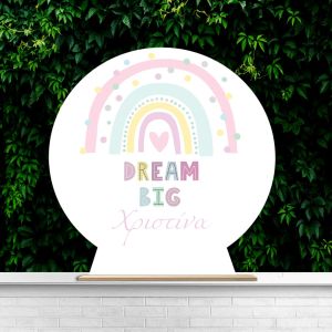 Wooden printed sign, Rainbow pastel pink