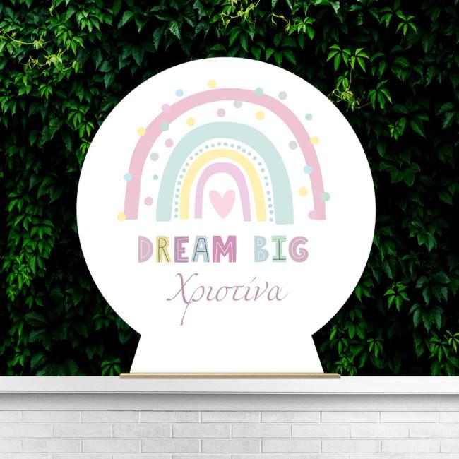 Wooden printed sign, Rainbow pastel pink