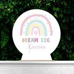 Wooden printed sign, Rainbow pastel pink