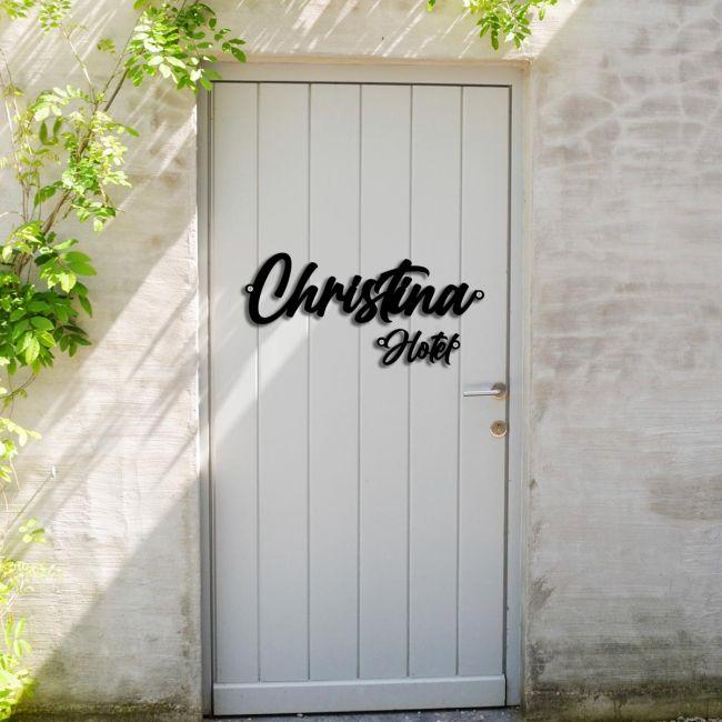 Outdoor Sign Script, black plexiglass