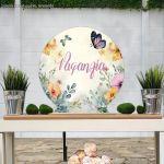 Wooden printed sign, Flowers butterflies watercolor