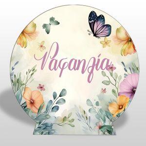Wooden printed sign, Flowers butterflies watercolor 2