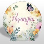 Wooden printed sign, Flowers butterflies watercolor