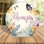 Wooden printed sign, Flowers butterflies watercolor
