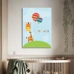 Canvas print Giraffe with balloons