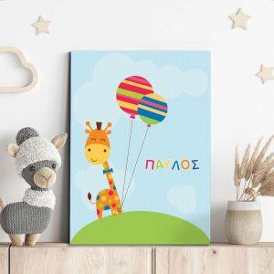 Canvas print Giraffe with balloons
