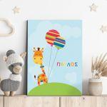 Canvas print Giraffe with balloons