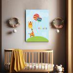 Canvas print Giraffe with balloons
