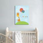 Canvas print Giraffe with balloons