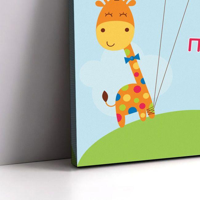 Canvas print Giraffe with balloons