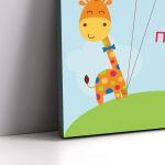 Canvas print Giraffe with balloons