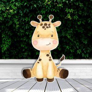 Wooden printed figure, Giraffe watercolor