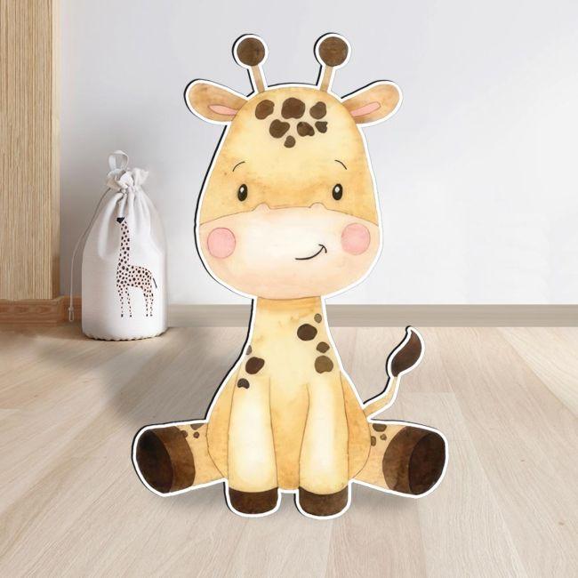 Wooden printed figure, Giraffe watercolor