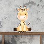 Wooden printed figure, Giraffe watercolor