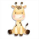 Wooden printed figure, Giraffe watercolor