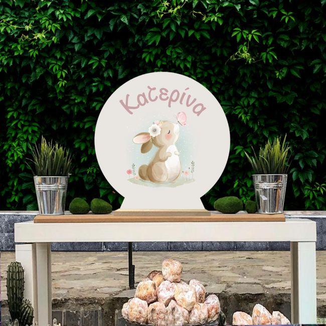 Wooden printed sign, Bunny