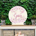 Wooden printed sign, Flowers butterflies