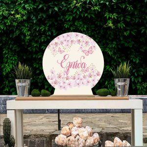 Wooden printed sign, Flowers butterflies 2