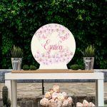 Wooden printed sign, Flowers butterflies