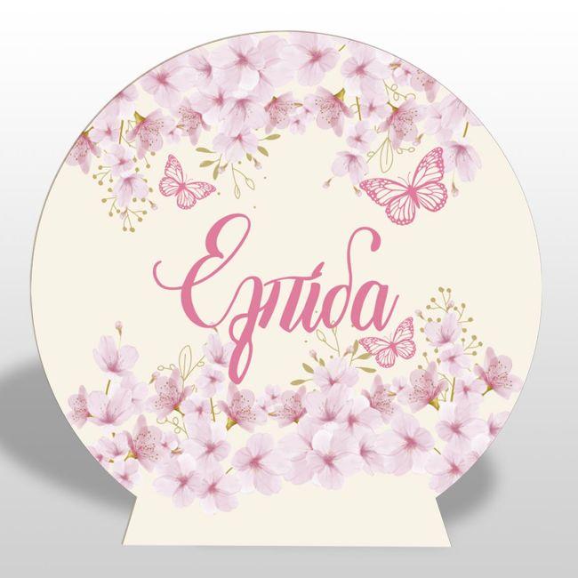 Wooden printed sign, Flowers butterflies