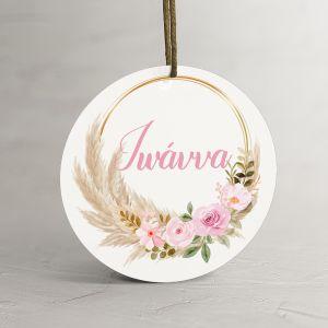 Labels thank you, pampas grass and pink flowers