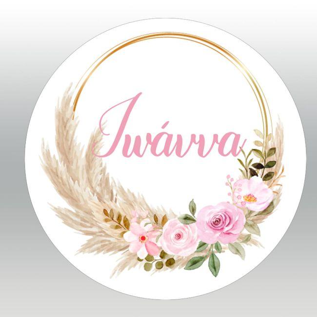 Labels thank you, pampas grass and pink flowers