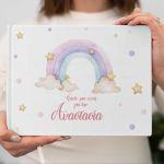 Wishes book, Rainbow painted with clouds, personalized