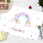 Placemat, Rainbow painted with clouds, personalized