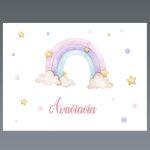 Placemat, Rainbow painted with clouds, personalized