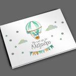 Wishes book, Watercolor balloon with name, green