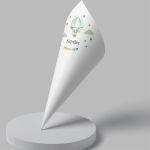 Paper candy cones Watercolor balloon with name, green