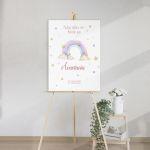 Canvas printwelcome to my baptism , Rainbow painted with clouds, personalized