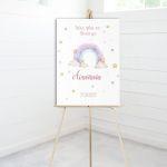 Canvas printwelcome to my baptism , Rainbow painted with clouds, personalized