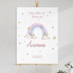 Canvas printwelcome to my baptism , Rainbow painted with clouds, personalized