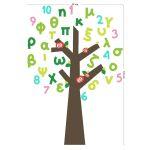 Kids wall stickers tree Greek lettersand numbers, Tree of Knowledge