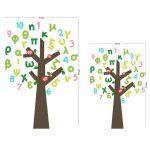 Kids wall stickers tree Greek lettersand numbers, Tree of Knowledge