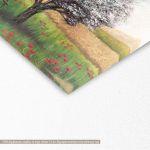 Canvas print Snow covered tree in a field with poppies