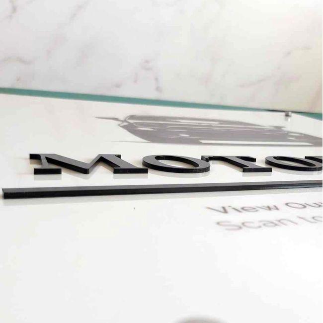 Entrance Sign white plexiglass,laser cut text or logo