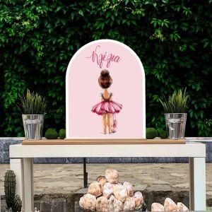 Wooden printed sign, Watercolor balloon with name, green 2