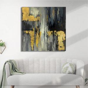 Canvas print Abstract gold, gray and black